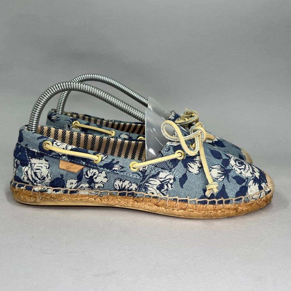 Sperry Loafers Women's Size‎ 8 Blue Floral Print Espadrille Slip On Shoes